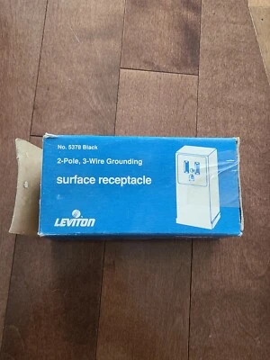 Leviton No. 5378 Black, 2 Pole, 3-Wire Grounding Surface Receptacle - Image 1 of 4