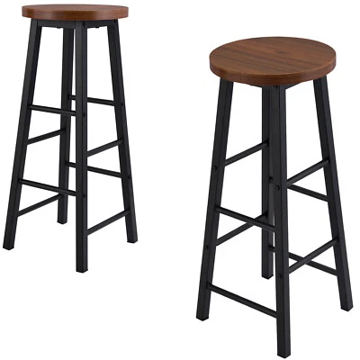 EUGAD 2er Set Barhocker Ø30cm Bistrohocker 71cm hoch mit Fußstütze Metallgestell - Bild 1 von 4