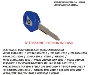 CHIAVE VERGINE YAMAHA TMAX XMAX R6 R1 FZ1 FZ6 MT01 MT03 MT07 XT XTR XTX XT660 - Foto 1 di 6