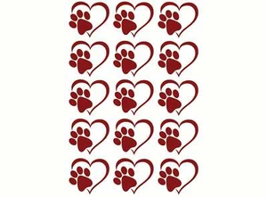 Calcomanías de vidrio fundido rojo de 1 pulgada con estampado de pata de corazón 15 piezas - Imagen 1 de 2
