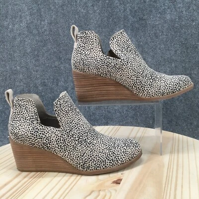 Botas femininas TOMS 8.5 Kallie estampa animal casual anabela tornozelo botinha preta marrom - Imagem 1 de 4