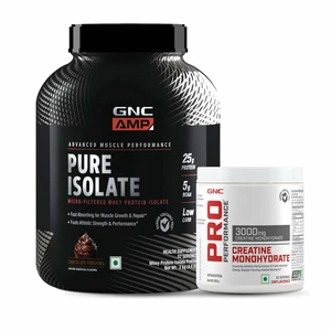 GNC 2Kg AMP Pure Isolate Powder Chocolate Flavor & Pro Performance Creatine 250g