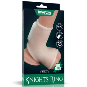 Lovetoy Vibrating Silk Knights Ring with Scrotum Sleeve (White) - Picture 1 of 17