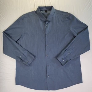 Alfani Mens Shirt Button Up XXL Long Sleeve Preppy Blue Pinstriped - Picture 1 of 14