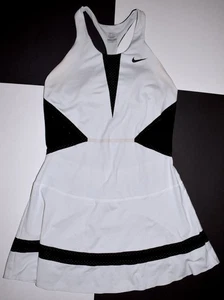 Nike Premier Maria Sharapova Tennis Dress M White Black Dri-Fit US Open FreeS&H - Picture 1 of 9