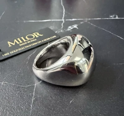 Anillo Cúpula Banda de Puros Masiva Diseñador Soave Oro Núcleo de Resina MILOR ITALIA 14K Foto 1 de 4