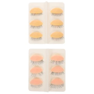 6 pares de párpados de repuesto modelo de cabeza de silicona realistas para extensiones de pestañas - Imagen 1 de 12