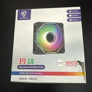NEEDEDPIX 120mm Reverse Airflow Fan – ARGB – White – Open Box (New) - Picture 1 of 5
