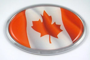 Canada Oval Decal Waving Flag Car Chrome Auto Emblem Bumper Sticker - Bild 1 von 1