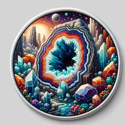 Geodes Patch Iron-on DIY Applique Clothing Vest Jacket, Cave Crystals Rock Hobby - Image 1 of 4