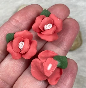 Porcelain Flowers Lot Hot PINK Flatback DIY Capodimonte DIY Craft 17 mm 20pcs - Picture 1 of 8