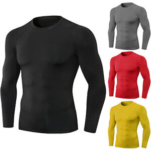 Men Women Thermal Long Sleeved Sports Top Casual Stretch Bottoming Shirt T-shirt