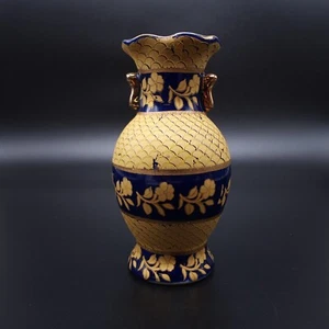 Vintage japanische handbemalte SATSUMA Kobaltblau und Gold Fett Vase 6" - Bild 1 von 10