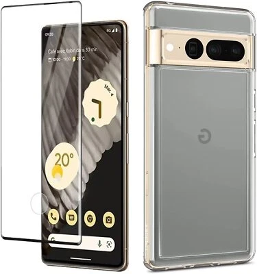 LITTLE BOUTIK Coque Silicone Transparente + Vitre Protection Ecran Pour Google Pixel 7 Pro 5G