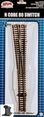Atlas N Scale ~ New 2025 ~ Code 80 Custom Line Switch #8 Left Hand Turnout 2755 - Image 1 of 3