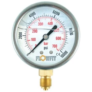 100mm Glycerine Filled Hyd Pressure Gauge 0-1000 PSI (70 BAR) 1/2" BSP BASE Entr - Picture 1 of 3