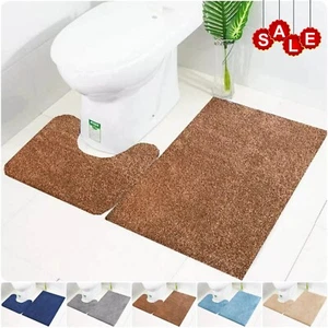 Non Slip Bath Mat Small Large Bathroom Rug Toilet Pedestal Mats Water Absorbent - Picture 1 of 11
