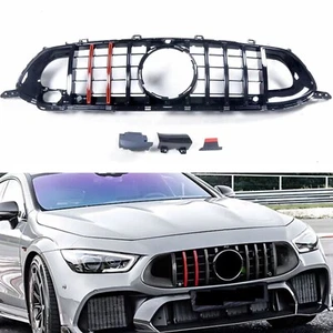 Black Front Bumper Grille Grill For Mercedes Benz W290 GTS 4 Door 2018-up - Picture 1 of 7