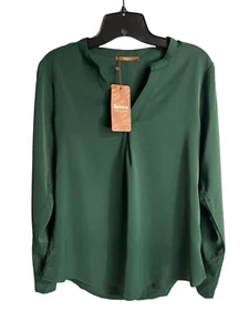 Gaharu Women's Blouses Long Sleeve Work Shirt Chiffon Tunic Top Small Green - Picture 1 of 10