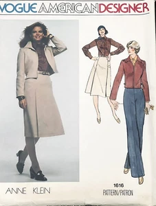 Vogue Muster 1616 Anne Klein 8 Cropped Jacke Midi Rock Hose Bluse Büro - Bild 1 von 9
