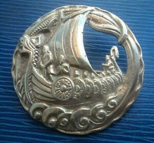 Scottish Sterling Silver Leif Erikson Brooch h/m 1951 and 962 - Robert Allison