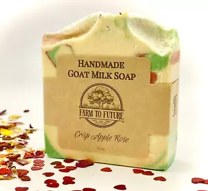 4oz Handmade Goat Milk Soap, Crisp Apple Rose, Sensitive Skin, Natural Soap - Picture 1 of 8
