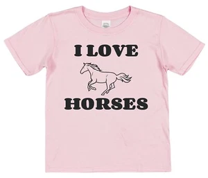 I Love Horses T-Shirt Unisex Adults & Children's Kids Equestrian Horseriding - Picture 1 of 10