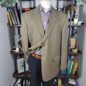 Stafford Mens Sport Coat Blazer Two Button Brown Houndstooth Wool Blend Size 46R - Picture 1 of 20