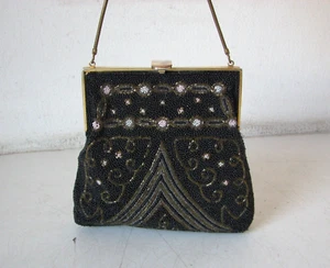 KLEINE ABENDTASCHE MIT PERLEN 50er JAHRE - Bild 1 von 15