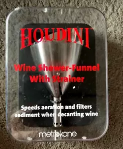 Embudo de ducha de vino Houdini con colador de acero inoxidable Metrokane nuevo - Imagen 1 de 5