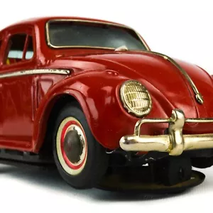 YOSHIYA KO Bump-n-Go Tin Volkswagen Toy Japan Battery Vintage Bug Beetle Red - Picture 1 of 12