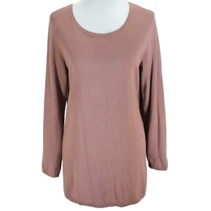 J Jill Tunic Sweater Womens Size M Solid Rosewood Pink Long Sleeve Ribbed Sides - Picture 1 of 7