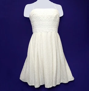 Kay Unger Dress 12 Large Floral Lace Fit and Flare Party Romantic Ivory Demure - Picture 1 of 12