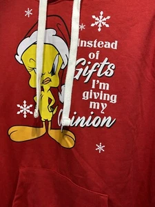 Looney Tunes tweety bird Childs Christmas Hoodie sweat shirt small (3-5) red - Picture 1 of 3