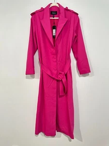 Gabardina larga BCBGMAXAZRIA Maeve Reilly Lincoln talla pequeña rosa cintura con cinturón - Imagen 1 de 14