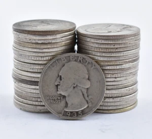 40 pcs 1932-1939 Washington Quarters Roll Average Circ $10 Face 1930's - Picture 1 of 8