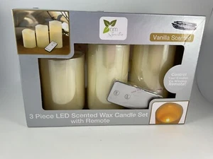 3 Pc LED Scented Wax Candle Set with Remote-Vanilla- Flickers Brand New in Box - Picture 1 of 6