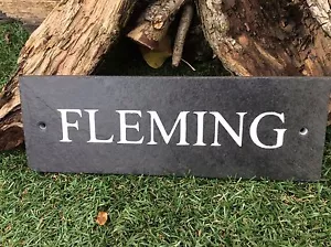 More details for deep engraved natural slate house name number sign plaque 30x10cm any name/font