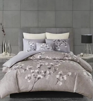 Natori Purple Lilac Sakura Blossom Sateen 3-Pc. Duvet Cover Set, Full/Queen Size - Image 1 of 4