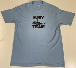 Vintage Huey Team T Shirt Sz L Military Helicopter Single Stitch Soft USA 80s - Picture 1 of 8