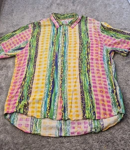 Camicia vintage JAMS WORLD uomo grande tango colore vibrante righe bottone hawaiano - Foto 1 di 9
