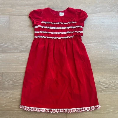 Vestido de Navidad Hanna Andersson Niñas Rojo Pana Vacaciones talla 14/16 Foto 1 de 4