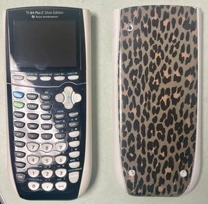 Texas Instruments TI-84 Plus CE Silver Edition w/ aftermarket leopard case WORKS - Picture 1 of 22