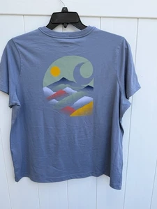 Carhartt Shirt Women’s XL Relaxed Fit Pocket Back Graphic Short Sleeve Blue New - Picture 1 of 3