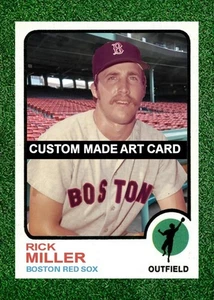 Rick Miller Boston Red Sox 1973 Style Custom Made Baseball Art Card - Picture 1 of 2