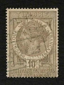 Francia 1881-1889 - 10c Timbre QUITTANCES Reçus et Decharges sello marrón usado - Imagen 1 de 2