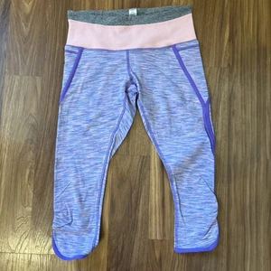 Ivivva Lululemon Girls Sz 14 Capri Leggings Pants EUC Pink Gray Purple - Picture 1 of 5