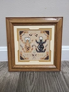 VINTAGE SOUTHWEST NAVAJO SAND KUNST MALEREI 7" × 7" - Bild 1 von 4