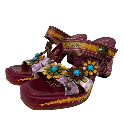 L'Ariste by Spring Step Women's Ginerva Platform Heeled Floral Sandals Size EU42 - Image 1 of 4