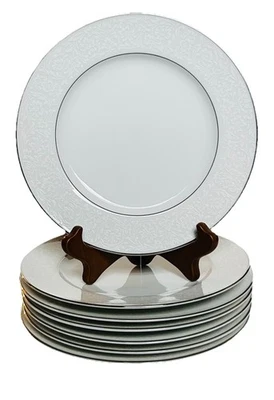 Juego de 7 Platos Grace FINE CHINA CONCERTO 7.5"~Blanco/Flores/Adorno Plateado~¡NUEVO! Foto 1 de 4